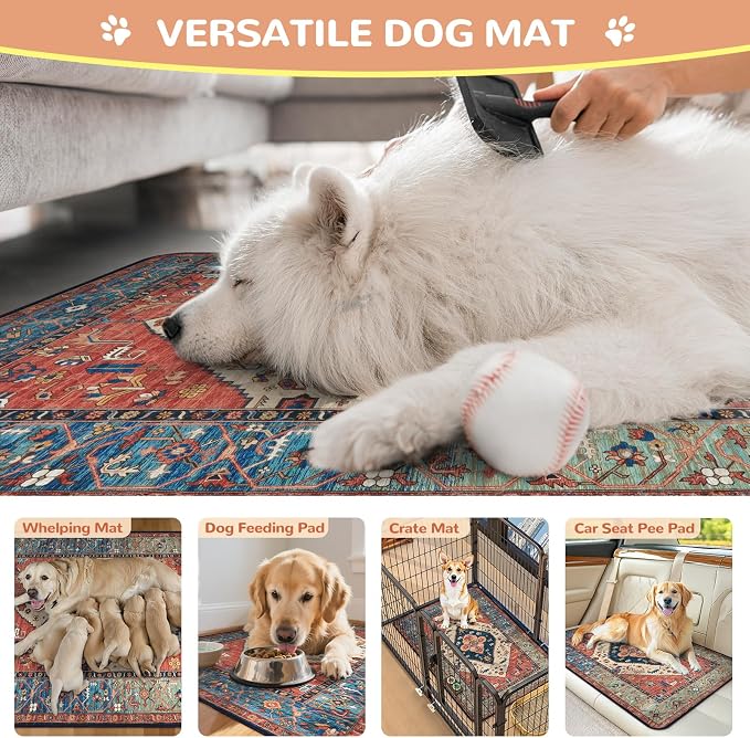Lahome Extra-Large Washable Dog Pee Pads (72"x72") - Super Absorbent & Waterproof - Leakproof Reusable Mat for Playpens, Beds & Whelping, Convenient Cleanup,Red