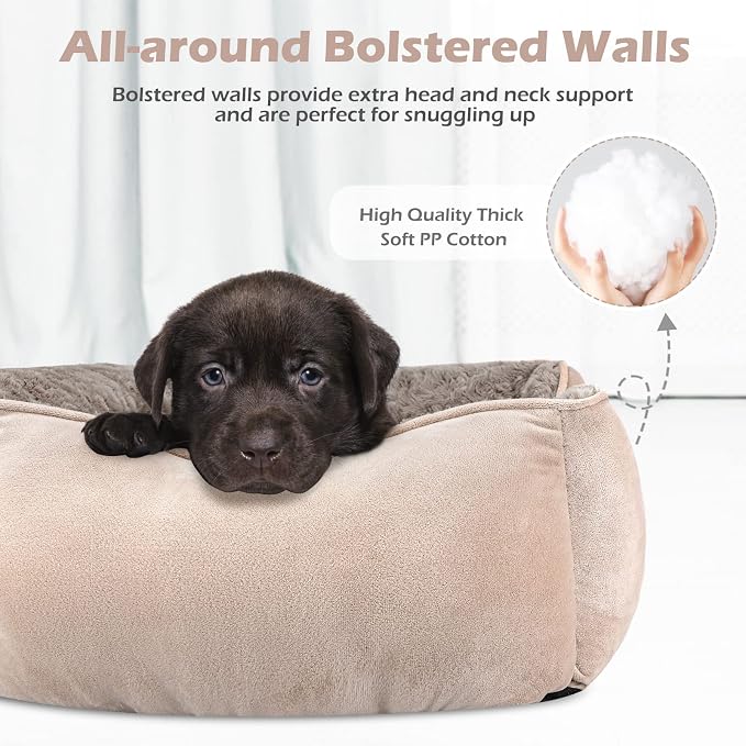 INVENHO X-Large Dog Bed for Large Medium Small Dogs Rectangle Washable Dog Bed, Orthopedic Dog Bed, Soft Calming Sleeping Puppy Bed Durable Pet Cuddler with Anti-Slip Bottom XL(35"x25"x10")