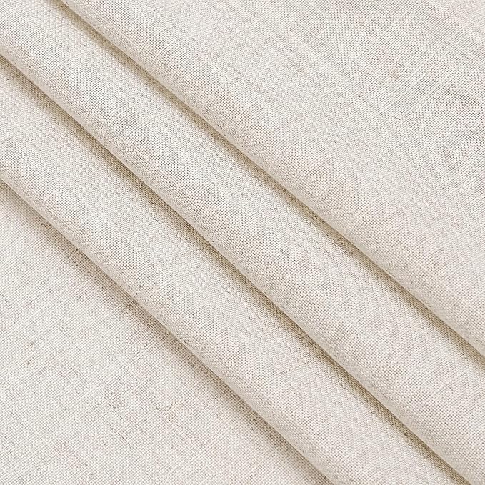 Nanspring Beige Linen Curtains for Kitchen Windows Over Sink Farmhouse Short Semi Sheer Curtains Back Tab and Rod Pocket Rustic Curtain Cortinas para Cocina for Cafe Bathroom,2 Panels 36 x 36