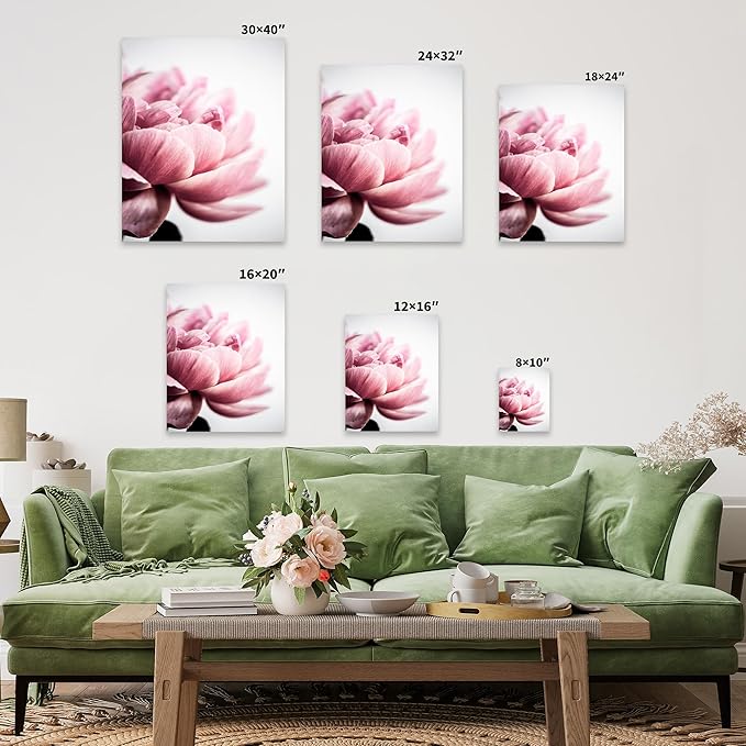 Monem Art Pink Peony Macro Photography Print - Minimalist Floral Art Poster - Wall Decor for Living Room, Bedroom or Office - 18x24 ROLLED CANVAS Wall Art by Mareike Bohmer