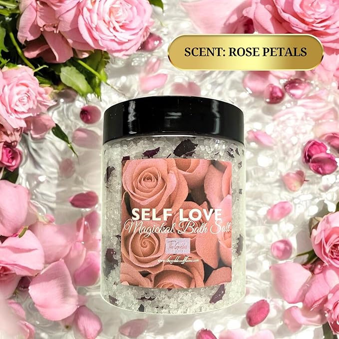 Self Love Bath Salts – Dead Sea Salt Bath Soak for Relaxation, Self Care, Spiritual Cleansing & Ritual Use 12oz