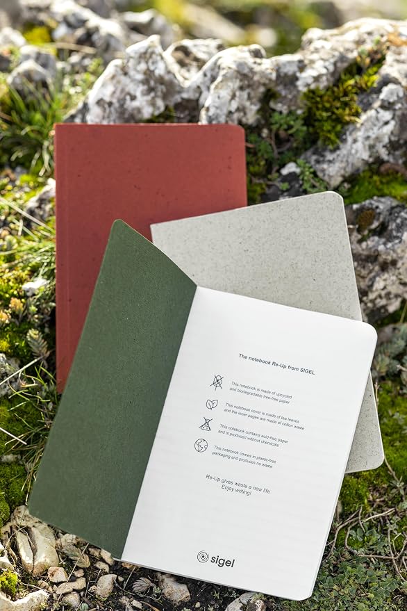 Sigel RU202 Re-Up Notebook - Squared - Approx. A5 - Red - Soft Cover - 100 Seiten - NCP vegan-zertifiziert