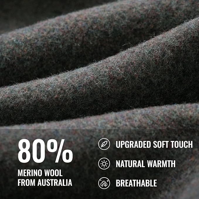 ACUSHLA 80% Merino Wool Camp Blanket - Soft Warm Thick Blanket Throw for Bed Couch Outdoor Camping Travel Car Sleeping Patio Porch, 59"x79" Army Green