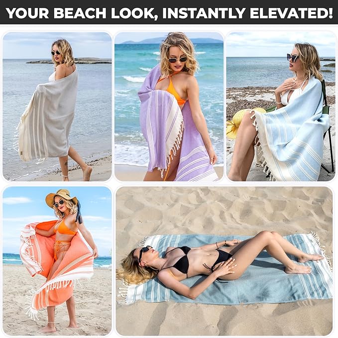 DEMMEX Organic Diamond Turkish Bath & Beach Towel | 100% Oeko-TEX Certified Cotton, Ultra-Soft, Quick-Dry, Lightweight, Compact & Oversized Luxury Peshtemal Towel, Prewashed, 71"x36", Royal Blue