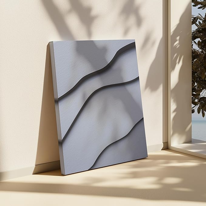 Monem Art Minimalist White Paper Waves Print - Abstract Scandinavian Texture Poster - Wall Decor for Living Room, Bedroom or Office - 24x32 STRETCHED CANVAS Wall Art by Mareike Bohmer