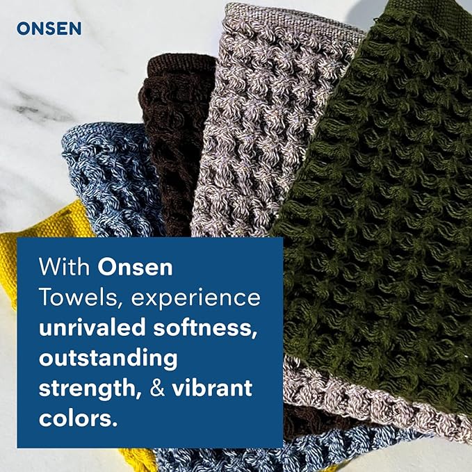 ONSEN Supima® Waffle Bath Towel Set, Quick Dry Lint Free 100% USA Cotton, Bath Hand and Face Towel Bundle, 3 Piece (Oatmeal, Bath Towel Set)