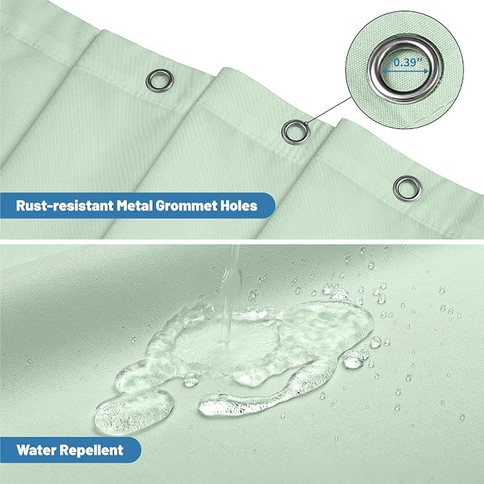 1 Pack Water-Repellent Fabric Shower Curtain Liner - Hotel Quality Machine Washable, 3 Heavy-Duty Magnets with Rustproof Grommets & Weighted Hem, Standard Size 72x72in MintGreen