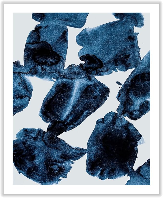 Monem Art Blue Abstract Watercolor Texture Print - Minimalist Modern Art Poster - Wall Decor for Living Room, Bedroom or Office - 16x20 ROLLED CANVAS Wall Art by Mareike Bohmer