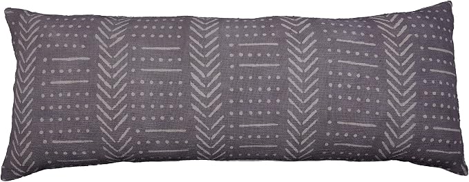 Trade Star Body Pillow Cover Lumbar Pillow Case 100% Cotton Pillow Cover Modern Rustic Back Rest Support Cushion Case Mudcloth Accent Farmhouse Fall Decor Cushion Cover (Grey (Snow), 14 X 36 Inch)