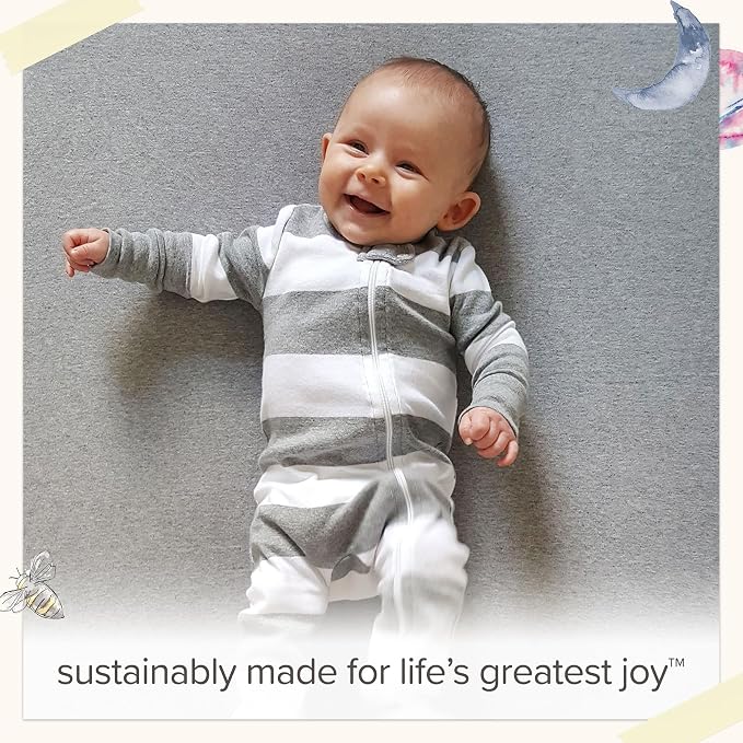 Burt's Bees Baby Organic Cotton Fitted Crib Sheet, Breathable Baby Bedding, Infant and Toddler Bed Sheet for Boys and Girls