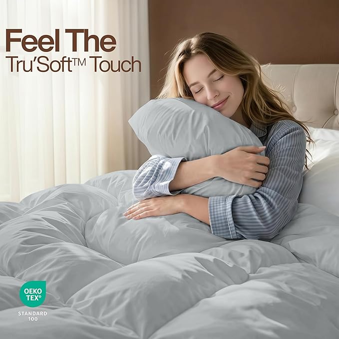 Utopia Bedding Twin Comforter Duvet Insert, Quilted Light Grey Comforter with Corner Tabs, Box Stitched Down Alternative Comforters Twin Size 64 x 88 inches