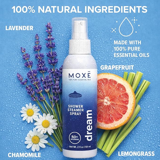 MOXĒ Shower Steamer Spray Dream Essential Oil Shower Spray – Relaxing Aromatherapy Mist for Home Spa Experience – Pure Plant Based Fragrance for Daily Routine – 1 Pack, 2oz