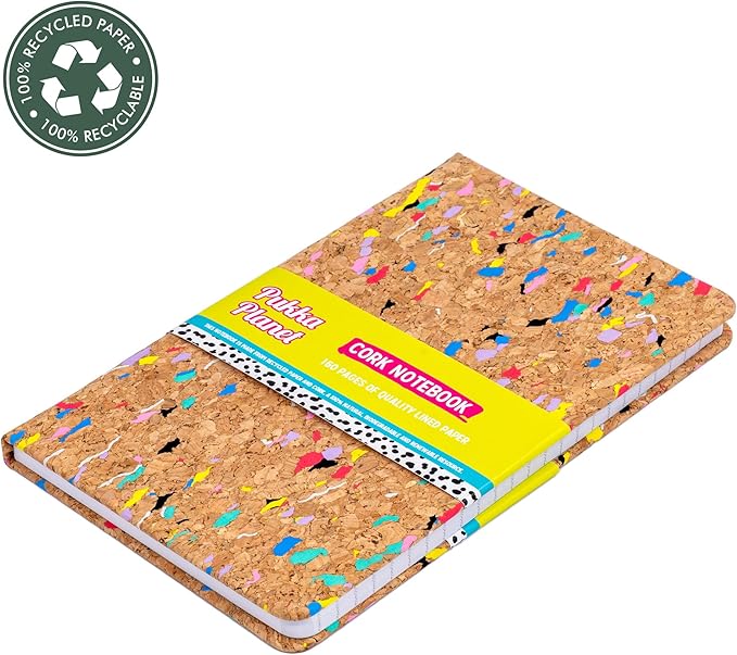 Pukka Pad, Pukka Planet Cork A5 Soft Cover Journal – Casebound Cork Cover Notebook with 160 Pages, 80 Sheets of Recycled FSC Certified 80GSM, 8mm Lined Paper for Home, School & Office, 8.5 x 5.3in