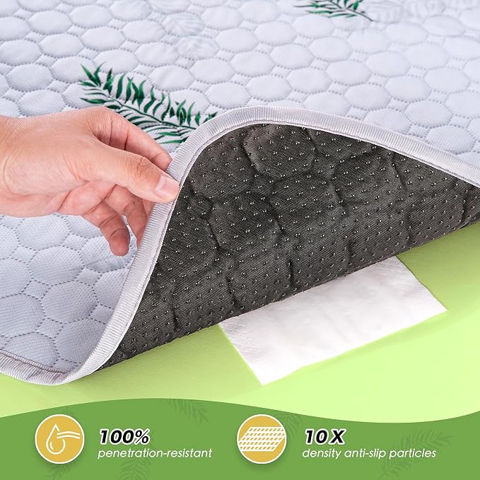 WanpeeGoo Washable Pee Pads for Dogs, 1Pack Reusable Puppy Pads, Super Absorbent & Leakproof Dog Pads, Anti-Slip Dog Pee Pads for Puppy Training & Incontinence, Leaf Pattern 72"x72"