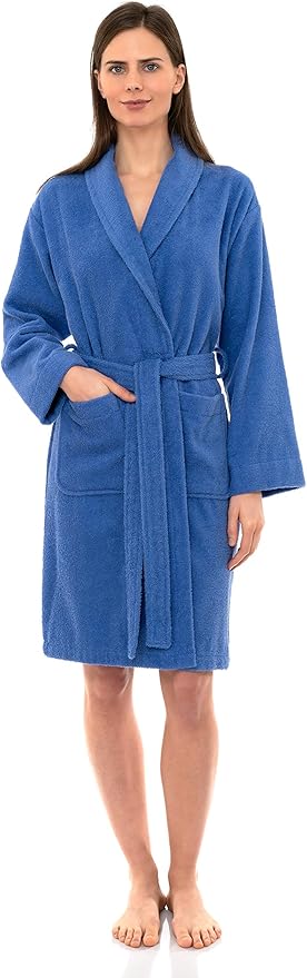 TowelSelections Women’s Robe, 100% Cotton Short Terry Shawl Bathrobe