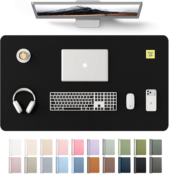 YSAGi Leather Desk Protector, Office Mat, Large Mouse Mat, Non-Slip PU Leather Blotter, Laptop Desk Mat, Waterproof Writing Pad for Office and Home(Black, 40" x 24")