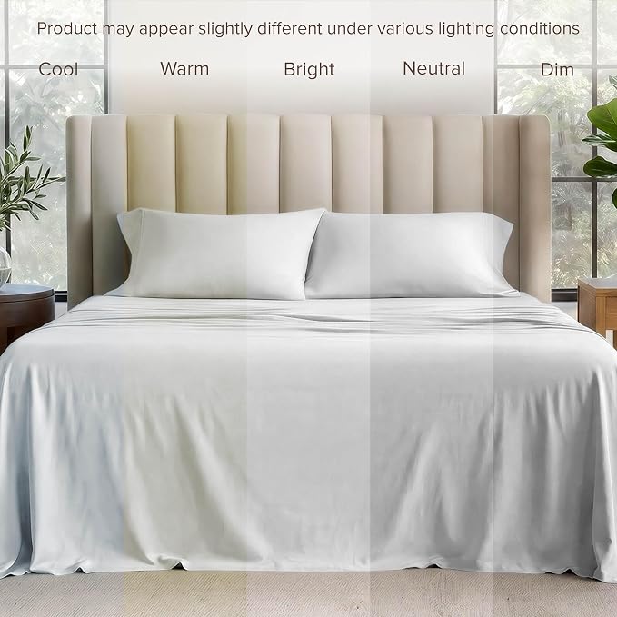Bare Home 100% Organic Cotton Jersey Sheet Set, Ultra Soft, 100% Cotton - Sheet Set & Pillowcase - Deep Pocket Bed Sheets (Twin XL, Cloud Grey)