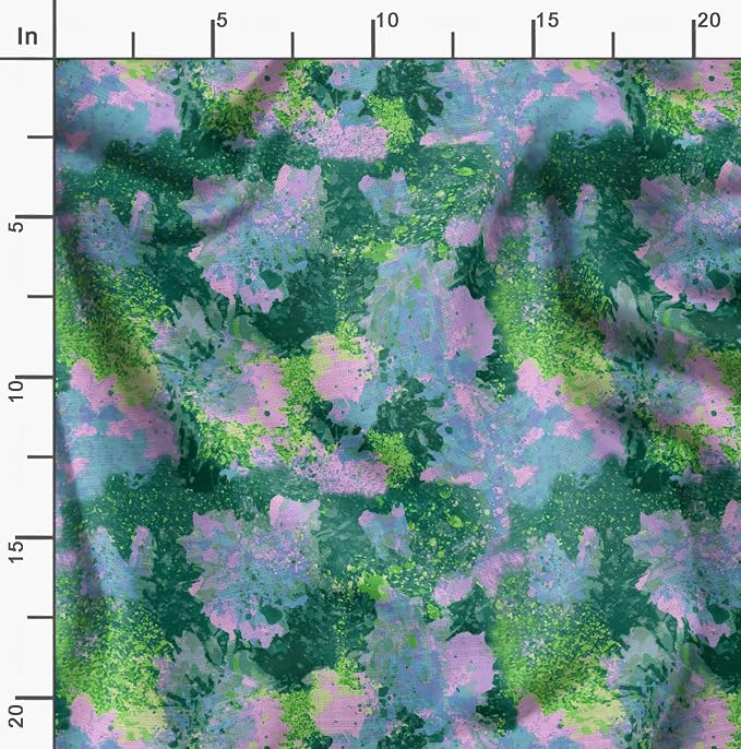 Soimoi Lightweight Velvet Fabric - Green - Floral Print, Unstitched Material - 58" Wide, Perfect Fabric for Upholstery, Fashion and Craft Projects, 1 Yard