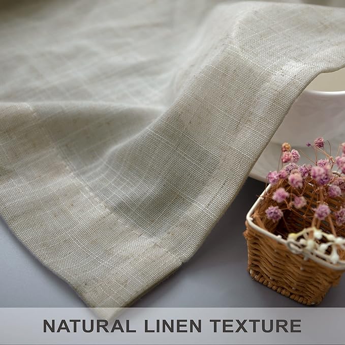 Beige Curtains 38 Inch Width for Living Room 2 Panels Back Tab Rod Pocket Flax Linen Semi Sheer Light Filtering Mini Curtains for Door Window Boho Farmhouse Bedroom Decor Tan 38 Inch Wide by 96 Long