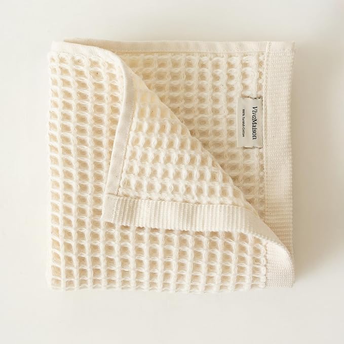 Premium Waffle Hand Towels Pack of 4 Extra Large 20x35 inch - 100% Turkish Cotton, Waffle Weave, Quick Dry, Lint Free, Super Absorbent, Thin Hand Bath Towel (Natural, Set of 4 Hand Towels)