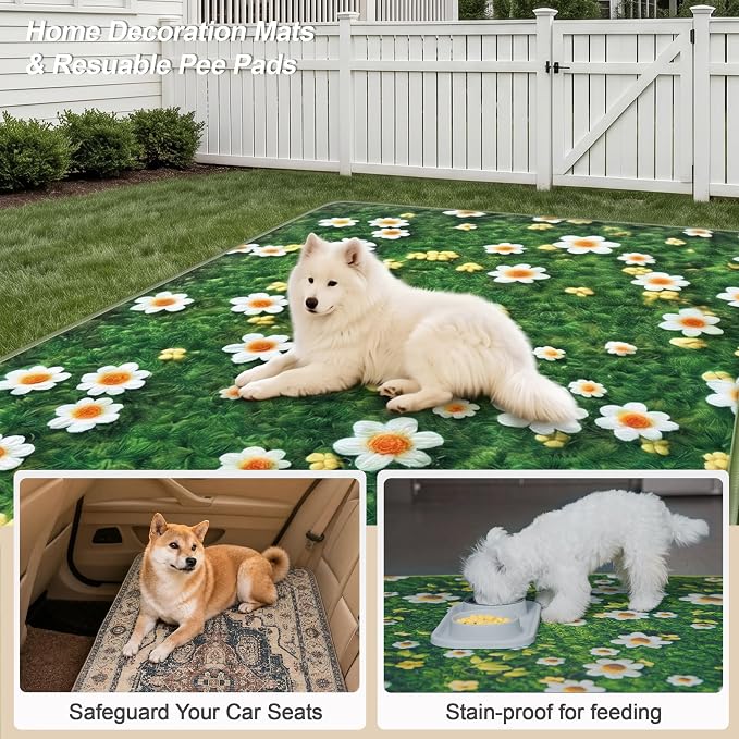 Washable Pee Pads for Dogs, Reusable Puppy Potty Training Pads, Ultra-Absorbent Thick Waterproof Leak-Proof Non-Slip Pads & Mat for Crate, Playpen, Floor, Whelping & Housebreaking , 2 Pack 48"x48"
