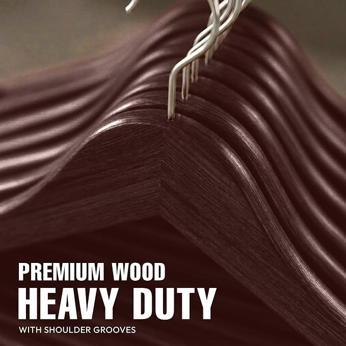 Utopia Home Premium Wooden Hangers 20 Pack - Durable & Slim Coat Hanger - Suit Hanger with 360-Degree Rotatable Hook - Wood Hangers with Shoulder Grooves (Vintage Color)