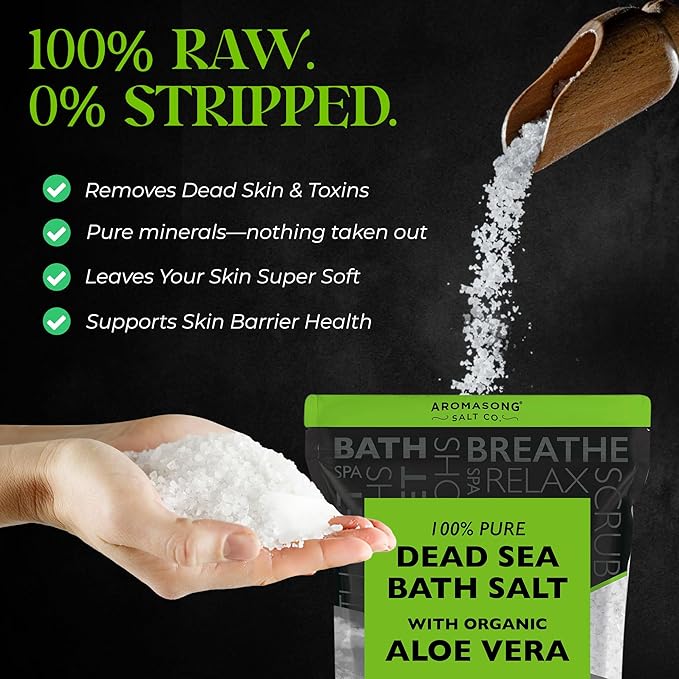 Aromasong Dead Sea Salt Bundle 19 LB Lavender & Aloe Vera - 100% Natural Spa Bath Salts for Soaking, Relaxation, Skin Rejuvenation, Detox, Body Scrub, and Muscle Relief