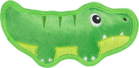 Outward Hound Tough Skinz Dog Toy, Durable Plush with 2X Lining, No Stuffing, Jumbo Squeaker, Alligator, 9.5"