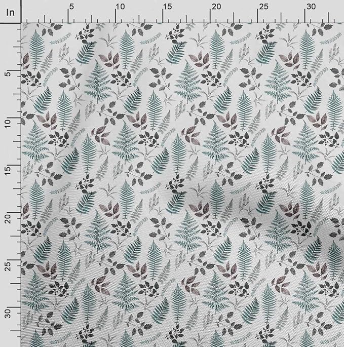 Soimoi Lightweight Velvet Fabric - Blue - Leaves Print, Unstitched Material - 58" Wide, Perfect Fabric for Upholstery, Fashion and Craft Projects, 1 Yard
