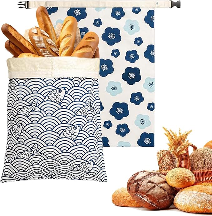 Beeswax Bread Bag Portable Large Reusable Food Storage | Dough Baking Cotton Waxed Bags for Lovers Families Friends Women Men