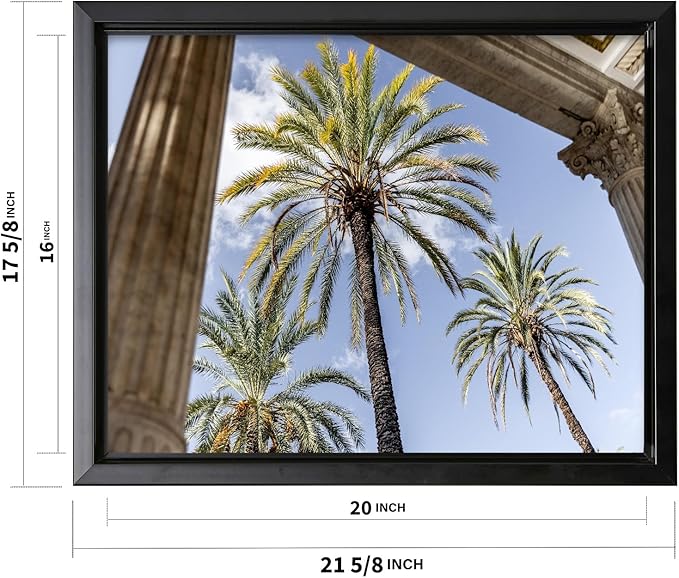 Monem Art Palermo Palm Trees Sicily Print - Tropical European Architecture Poster - Wall Decor for Living Room, Bedroom or Office - 16x20 Black Framed CANVAS Wall Art by Mareike Bohmer