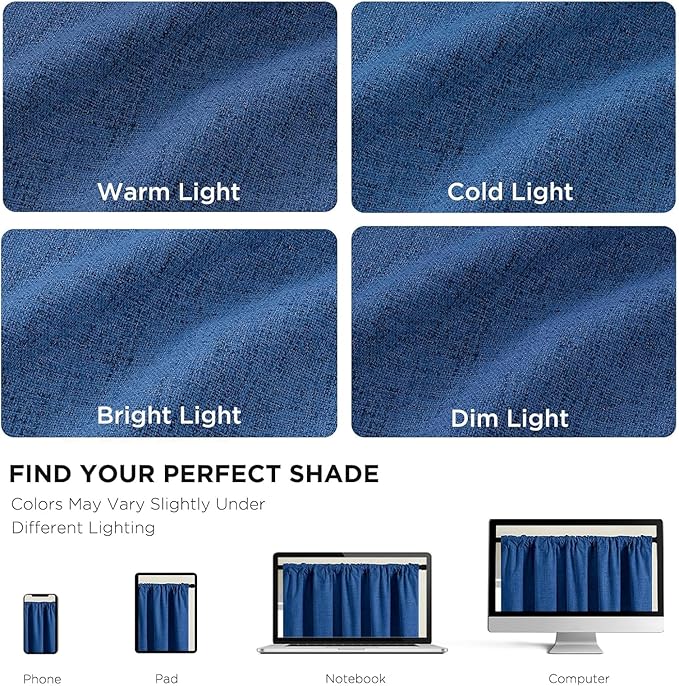 CUCRAF Linen 100% Blackout Curtains 120 Inch Length 2 Panels Set, Back Tab and Rod Pocket Curtain for Living Room Bedroom, Room Darkening Window Drapes Thermal Insulated, (52x120 inch, Navy Blue)