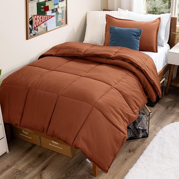 Bare Home Comforter Set - Twin/Twin Extra Long Size - Ultra-Soft - Goose Down Alternative - Premium 1800 Series - All Season Warmth (Twin/Twin XL, Terracotta)