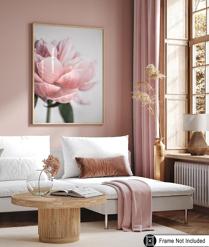 Monem Art Soft Pink Peony Macro Photography Print - Minimalist Floral Art Poster - Wall Decor for Living Room, Bedroom or Office - 8x10 Unframed Wall Art by Mareike Bohmer