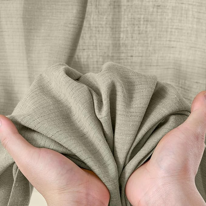 jinchan Linen Blend Curtains 90 inch Length 2 Panels for Bedroom Living Room, Light Filtering 50 inch Wide Farmhouse Drapes with Rod Pocket Back Tab(50W x 90L, Light Green)