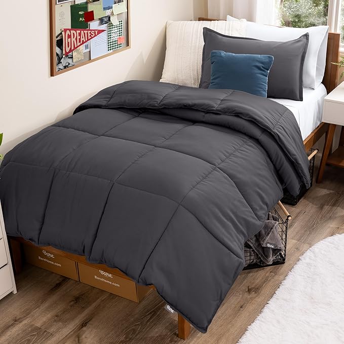 Bare Home Comforter Set - Twin/Twin Extra Long Size - Ultra-Soft - Goose Down Alternative - Premium 1800 Series - All Season Warmth (Twin/Twin XL, Forged Iron Grey)