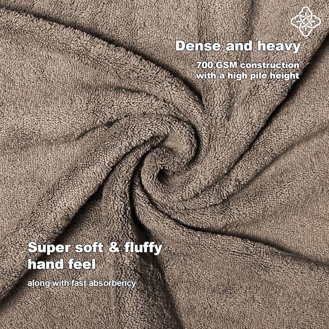 BIOWEAVES 100% Organic Cotton 700 GSM Plush Washcloths 13" x 13" GOTS Certified - Taupe, Pack of 12