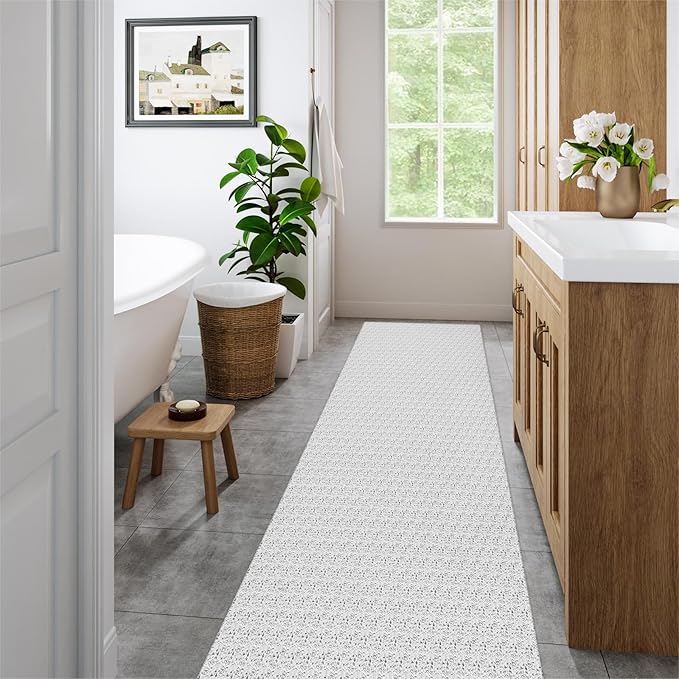 Collive Long Runners Rug for Hallways 2.6x8 Washable Kitchen Runner Rugs Non-Slip Rubber Backed Boho Hallway Runner Rug Gray Braided Farmhouse Carpet Floor Runner for Hall Bedroom Doorway