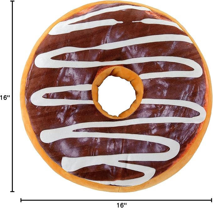 Cheer Collection Round Donut Pillow | 2-in-1 Reversible Super Soft Microplush Doughnut Pillow - Chocolate Glaze, Rainbow Sprinkles
