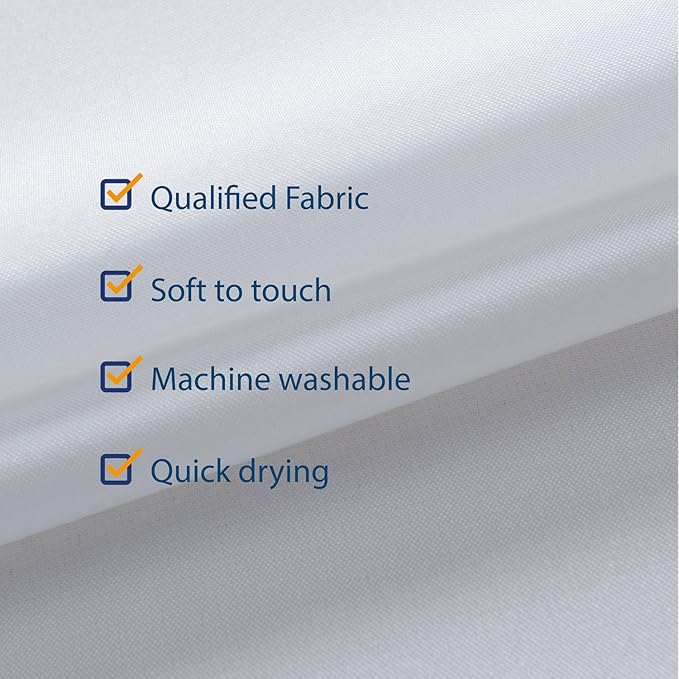 N&Y HOME Long Fabric Shower Curtain Liner 72 x 78 inches Longer Length, Hotel Quality, Washable, Water Repellent, White Spa Bathroom Curtains with Grommets, 72x78