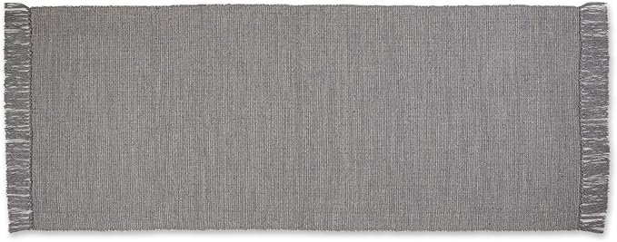 DII Woven Rugs Collection Ribbed Reversible Cotton, Runner, 2 ft 6 in x 6 ft, Gray & Off-White