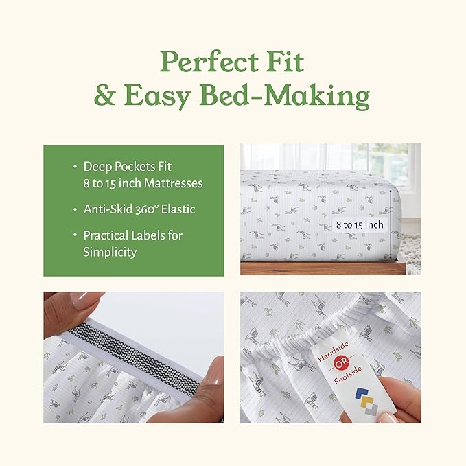 California Design Den Printed Full Size Cotton Sheet Set, 100% Organic Cotton Percale Sheets, Deep Pocket Sheets & Pillowcase Set - Llama