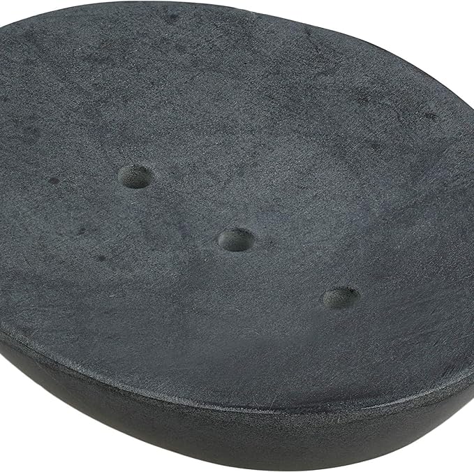 Ajuny Self Draining Soap Dish with Drain Durable Waterfall Stone Soap Tray Holder Soap Saver for Shower, Bathroom, Kitchen, Bathtub Easy Clean - Grey | Soap Saver Tray Natural Stone Plate for Kitchen Countertop Shower Bathroom Accessories Non-Slip Keep...