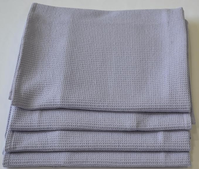 Waffle Hand Towels Pack of 4, 20X29 INCHES, 100% Natural Organic Cotton GOTS Certified (LANGUID Lavender) Super ABSORBANT & Quick Dry, NO SOFTENERS, Environment Friendly