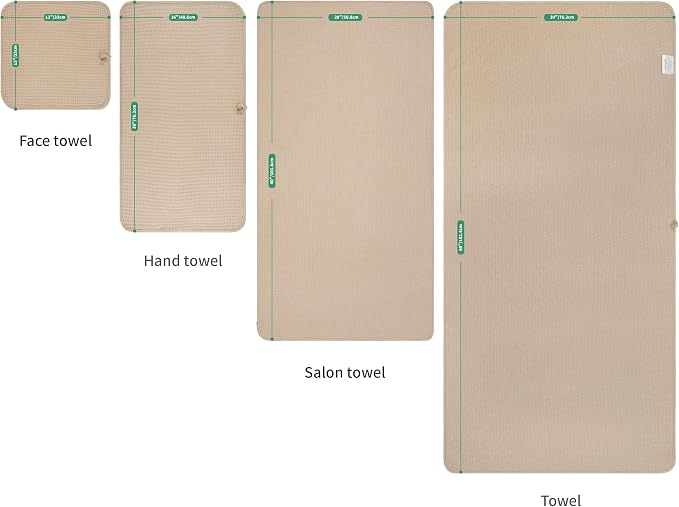 MICROFI Waffle Weave Bath Towel Set, Microfiber, 4 Pieces (Body/Hair/Hand/Face), Quick Dry, Lightweight, Super Absorbent, Lint Free, 380 GSM (Beige)