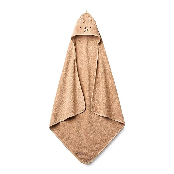 Hooded Baby Towel – 100% Organic Cotton Baby Bath Towels – Baby Boy and Girl Newborn Essentials - Super-Soft and Absorbent. (Bear - Natural)