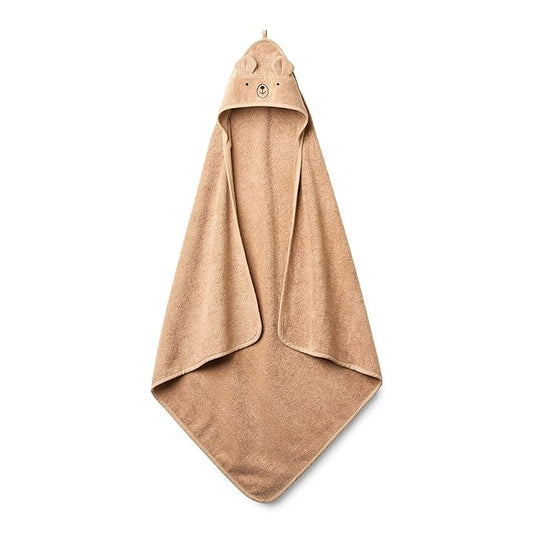 Hooded Baby Towel – 100% Organic Cotton Baby Bath Towels – Baby Boy and Girl Newborn Essentials - Super-Soft and Absorbent. (Bear - Natural)