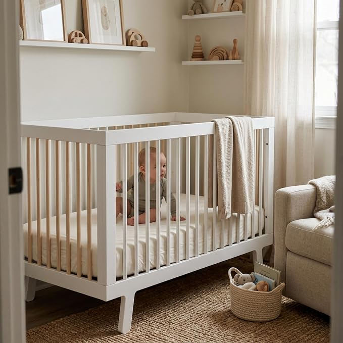 Makemake Organics GOTS Certified Organic Cotton Fitted Crib Sheet Soft Breathable (28"x52", Ivory)