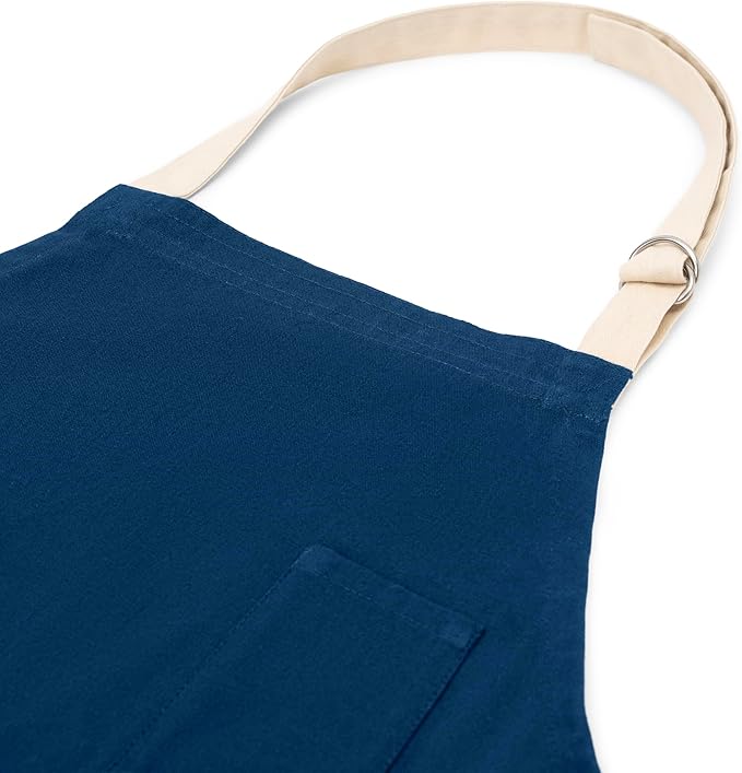 Cotton Canvas Apron for Women & Men – Adjustable Neck Strap & Waist Ties with Pockets