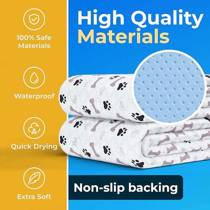 GREEN LIFESTYLE Washable Pee Pads for Dogs - Waterproof Reusable Puppy Pads with Anti-Slip Backing, Pet Training Pad for Puppy Playpen, Crate, Whelping Box, Potty Training (4, 34x36)